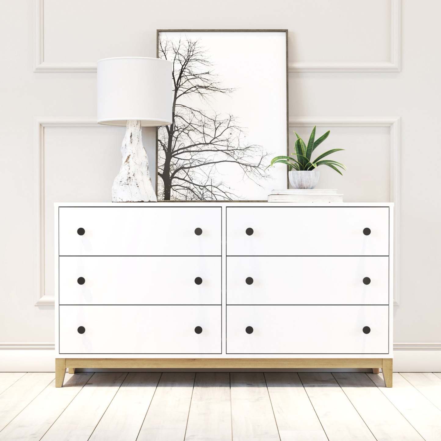 Prepac Nordik 6-Drawer Dresser - White Oak|Commode Nordik de Prepac à 6 tiroirs - chêne blanc