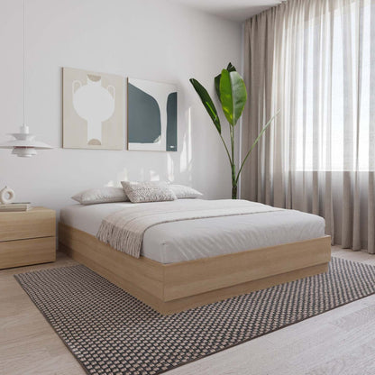 Nordika Milano Lit Plateforme Double - Chêne Blond Naturel|Lit double plateforme Nordika - chêne blond naturel