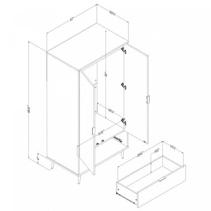 Armoire-penderie Oxford avec portes et tiroirs - Mangue naturelle | Oxford Armoire-penderie Avec Portes Et Tiroir - Manguier Naturel