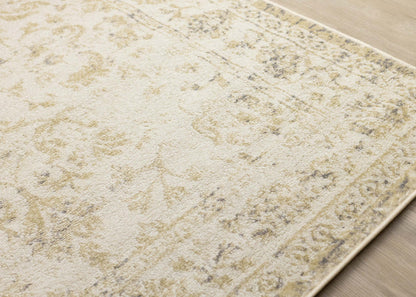 Carpette discrète, traditionnelle et élégante Ellis beige et crème - 5 pi 3 po x 7 pi 7 po