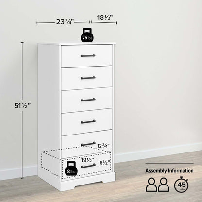 Prepac Rustic Ridge 23.75 6-Drawer Chest - White|Commode verticale Rustic Ridge de Prepac de 23,75 po à 6 tiroirs - blanche