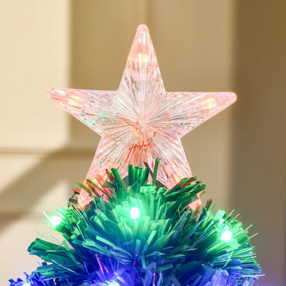 Homcom Sapin De Noël Artificiel A Fibre Optique Pré-éclaire De 0.9 M Avec 90 Lumières Led Et Pointes De Branches|Homcom 3ft Sapin De Noël Artificiel En Fibre Optique Pré-éclairé Avec 90 Lumières LED Et Pointes De Branches