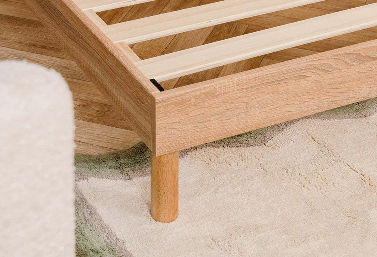 Cadre de lit plateforme entièrement en métal Smart Base Essential - Naturel | Cadre de lit plateforme double Smart Base Essential en métal - naturel