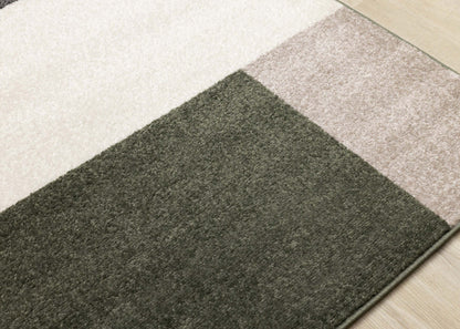 Carpette moderne Marley verte, grise et blanche à motif géométrique - 5 pi 3 po x 7 pi 7 po