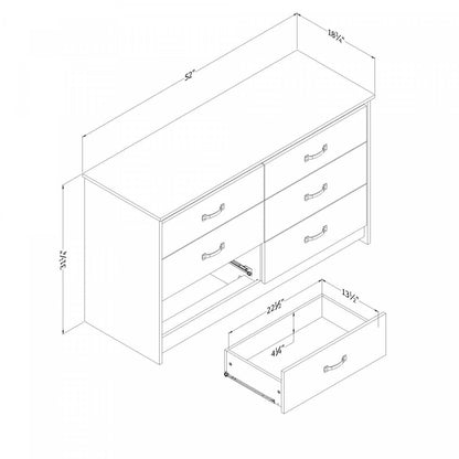 Commode 6 tiroirs Tassio - Chêne gris | Commode Tassio 6 Tiroirs - Chêne Gris