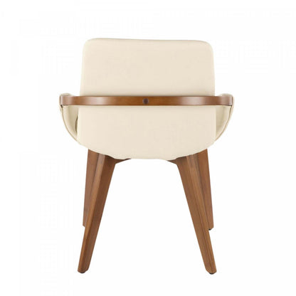 LumiSource Cosmo Faux Leather Mid-Century Dining Chair - Walnut/Cream|Chaise de salle à manger de style du milieu du 20e siècle Cosmo en similicuir - noyer et crème