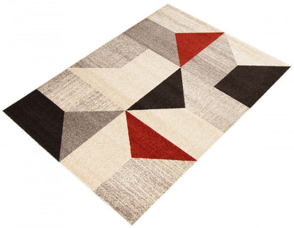 Tapis Hadley gris/rouge 2,39 m x 3,10 m | D26VTUU1