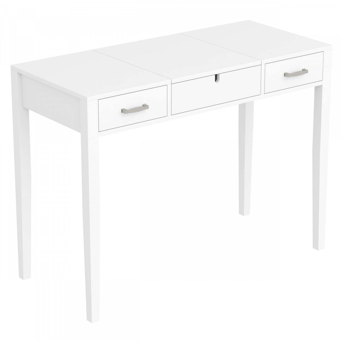 Table console 40" avec 2 tiroirs et 1 miroir rabattable - Blanc | Console de 40 po avec 2 tiroirs et 1 miroir rabattable - blanche