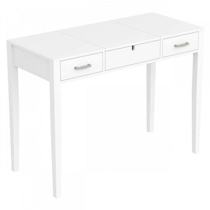 Table console 40" avec 2 tiroirs et 1 miroir rabattable - Blanc | Console de 40 po avec 2 tiroirs et 1 miroir rabattable - blanche