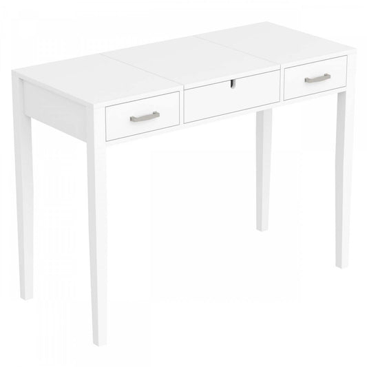 Table console 40" avec 2 tiroirs et 1 miroir rabattable - Blanc | Console de 40 po avec 2 tiroirs et 1 miroir rabattable - blanche