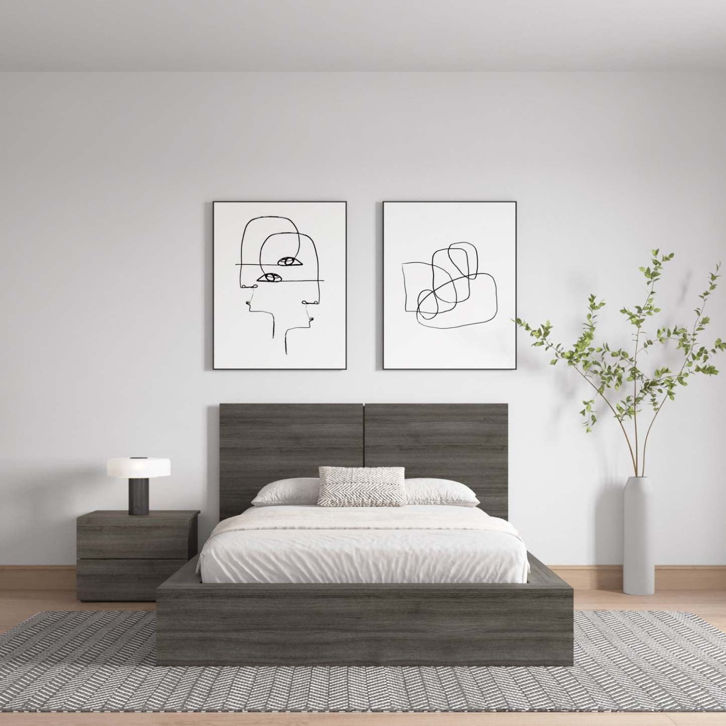 Nordika James Full Headboard - Grey Oak|Tête de lit James Nordika - chêne gris