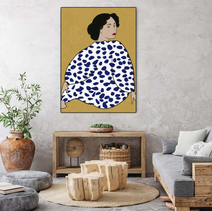 Œuvre d’art murale sur toile encadrée noire « Happy Girl » 24 x 32