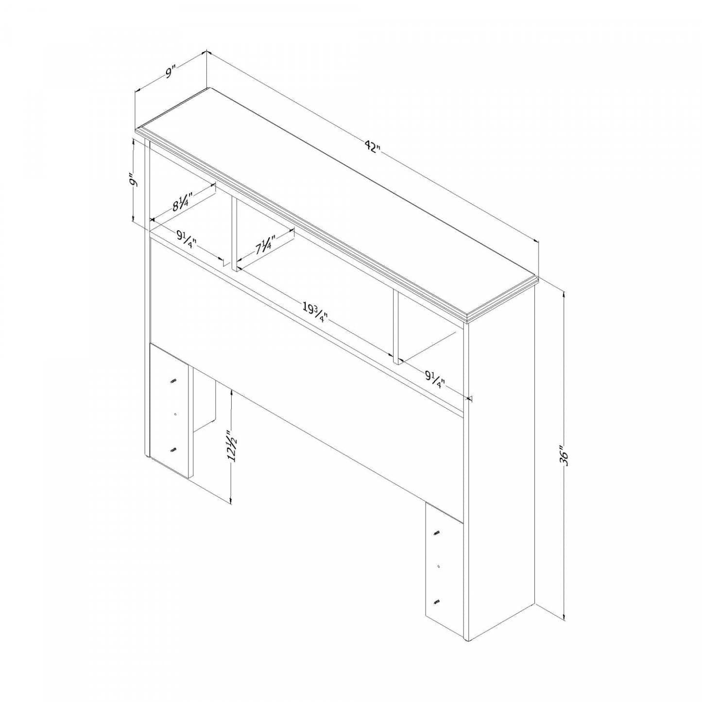 Tête de lit bibliothèque avec rangement Summer Twin Breeze - Pin blanc|Tête de lit bibliothèque Summer Breeze avec rangement - pin blanc
