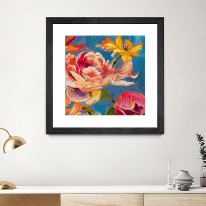 Spring Bouquet V31 Matted and Framed Black 30x30 Wall Art|Œuvre d'art murale encadrée noire et mate « Spring Bouquet V31 » 30 x 30