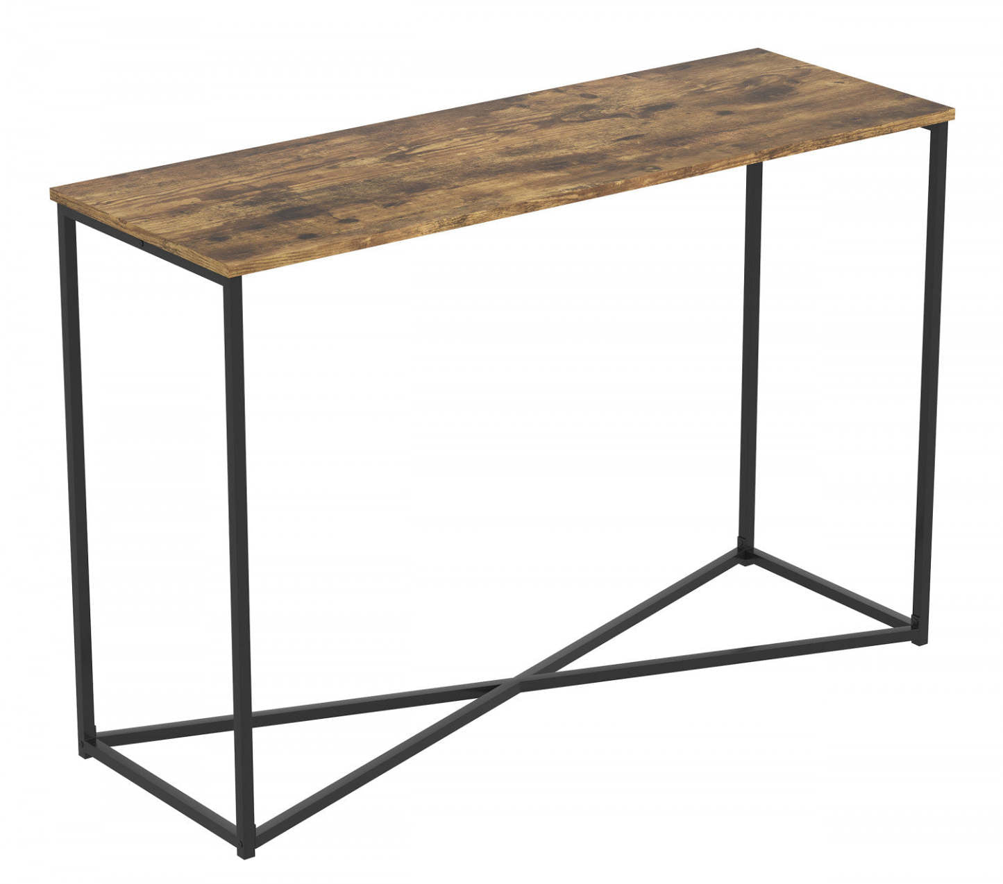 Table console 44" - Bois récupéré brun avec base en métal noir | Console de 44 po - bois recyclé brun avec base en métal noir