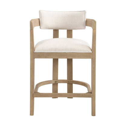 Tiffany 26 Ensemble De 2 Tabourets (Hauteur De Comptoir) Avec Structure En Bois Massif, Tissu Aspect Lin - Fini Naturel
