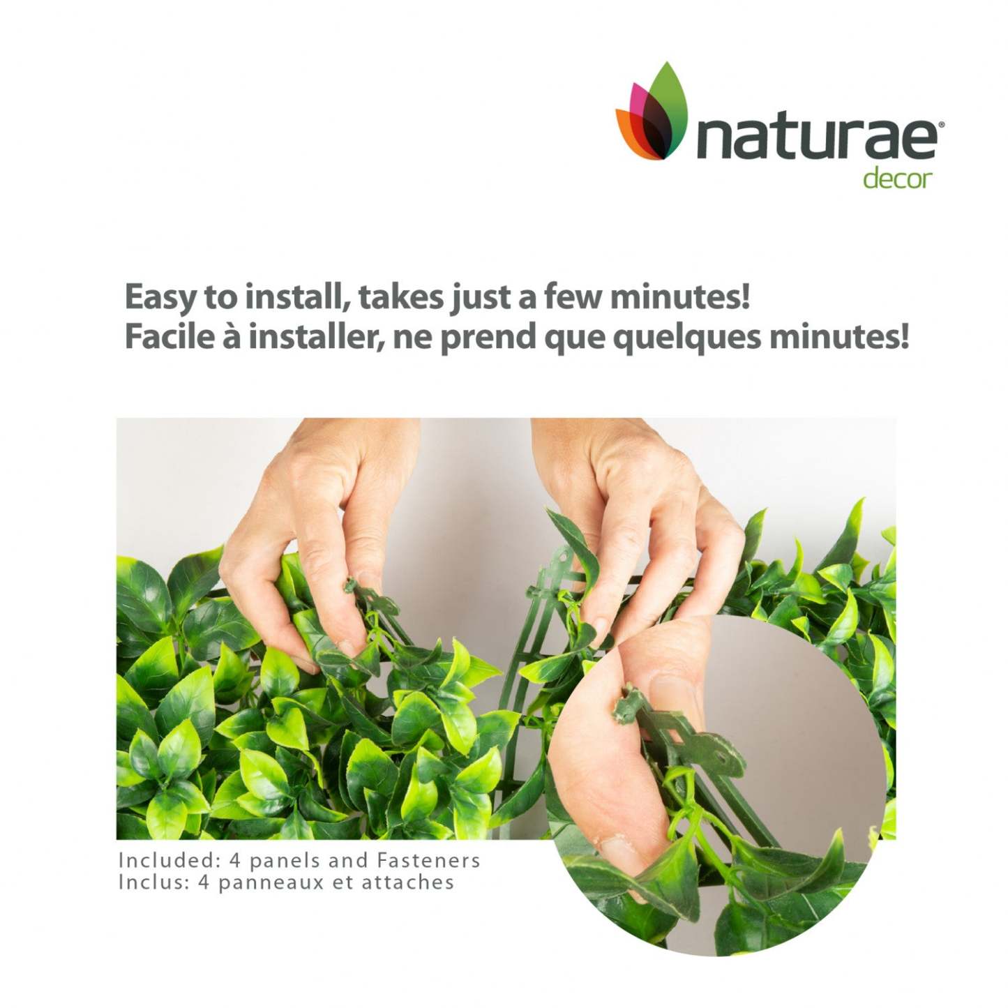 Gardénia artificiel 20x 20 panneau de feuillage 4 pièces | Panneau de feuillage 20 po x 20 po gardénia artificiel 4 pièces | D10HQM49