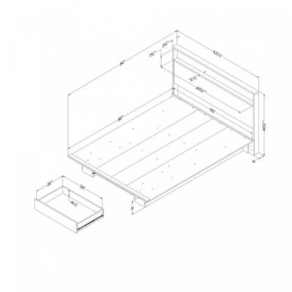 Ensemble lit plateforme et tête de lit Primo en chêne noir - Lit Queen South Shore
