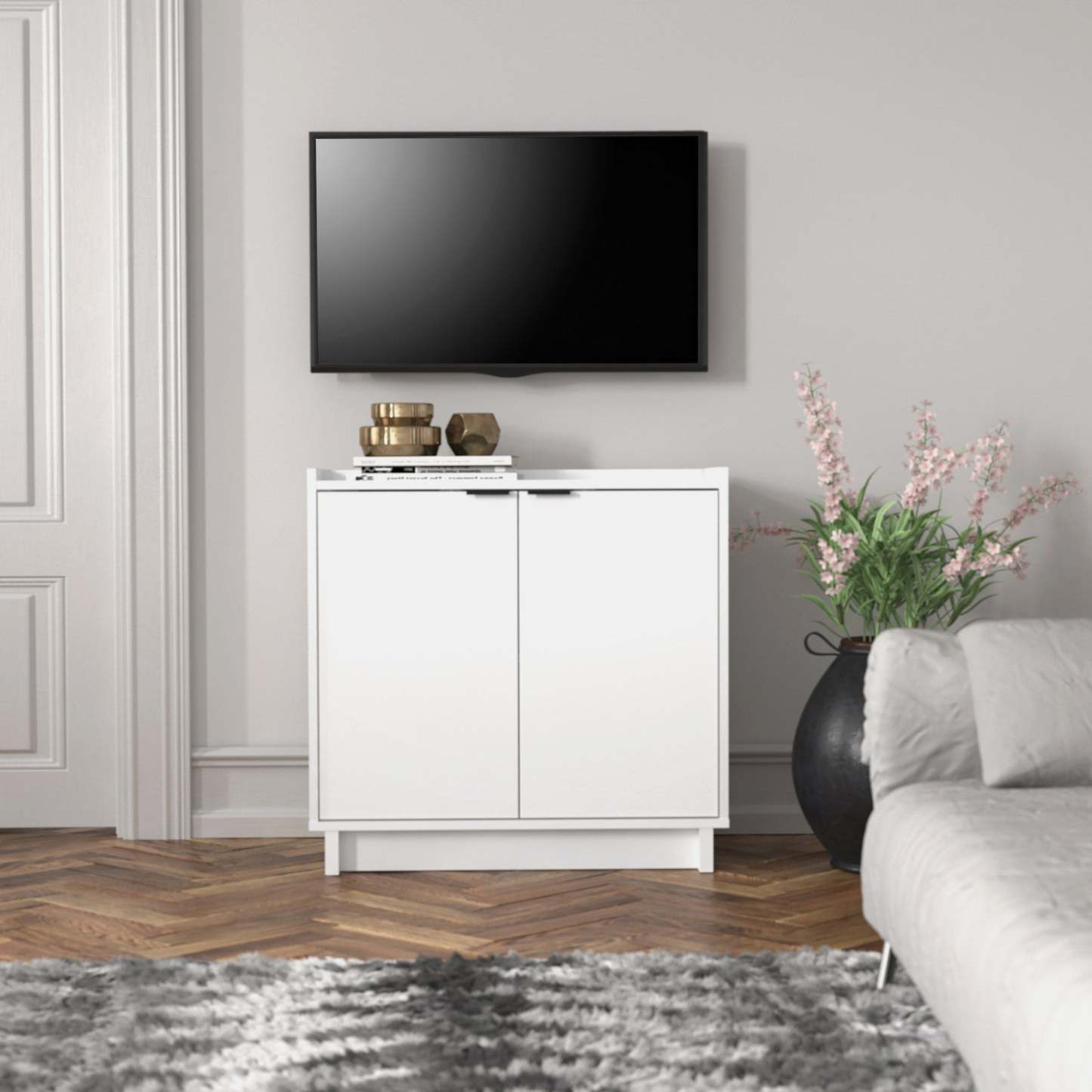 Buffet console Prepac Simply Modern 2 portes - Blanc|Console Simply Modern de Prepac à 2 portes - blanche