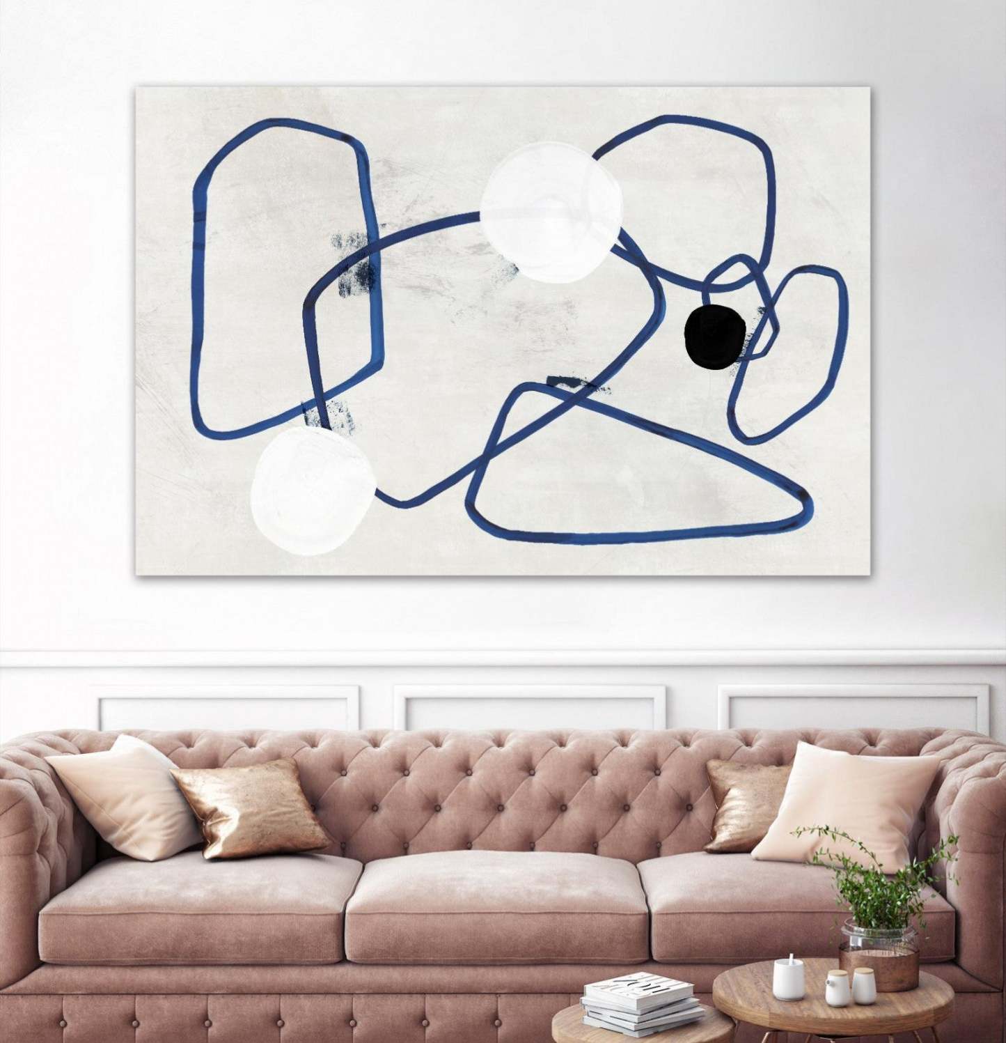 Œuvre d'art murale géante « Midblue II » 72 x 48