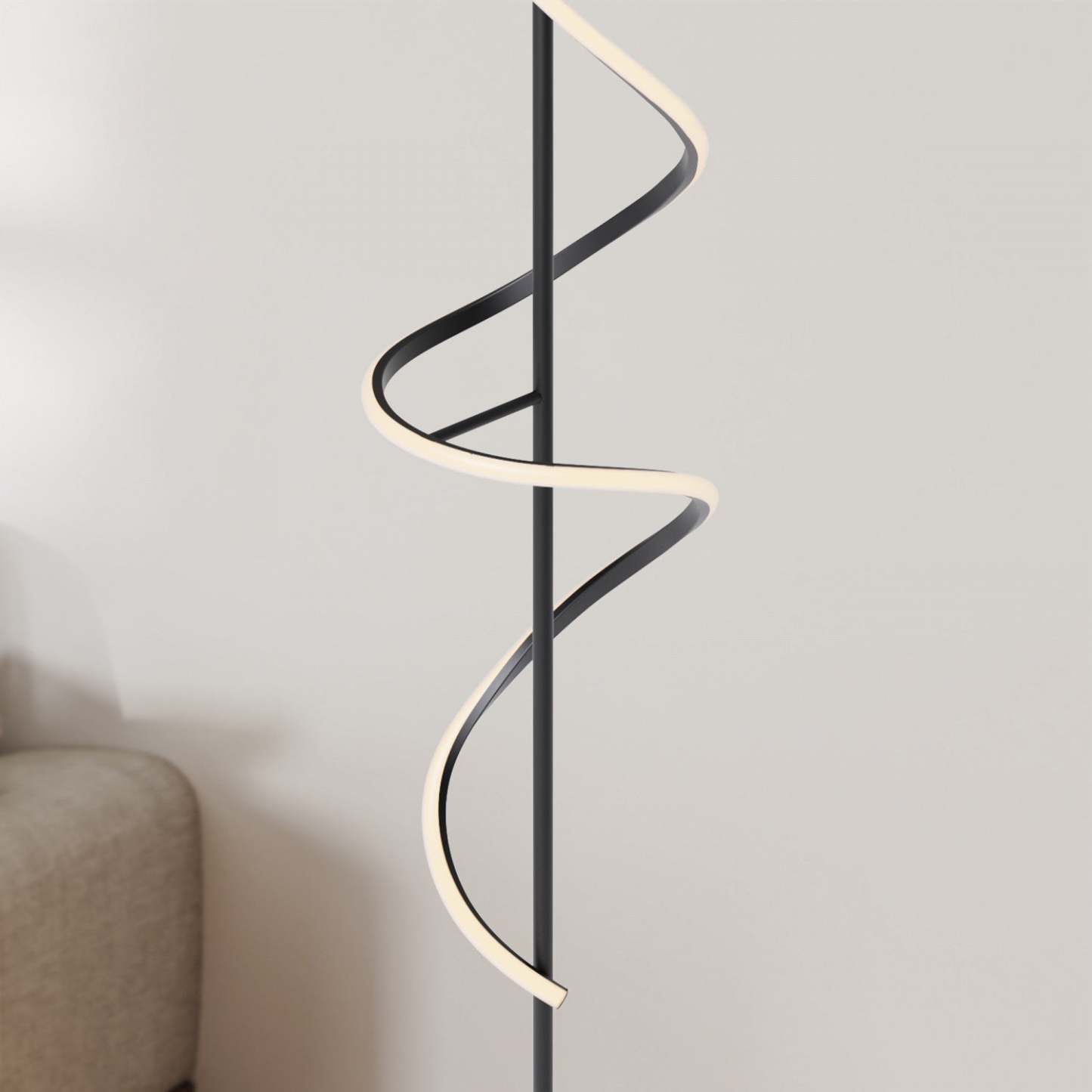 51 po Lampe à pied à DEL noir mat avec gradation progressive