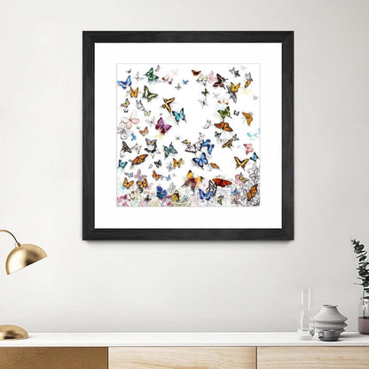 Papillon Matted and Framed Black 30x30 Wall Art|Œuvre d’art murale encadrée noire et mate « Papillon » 30 x 30