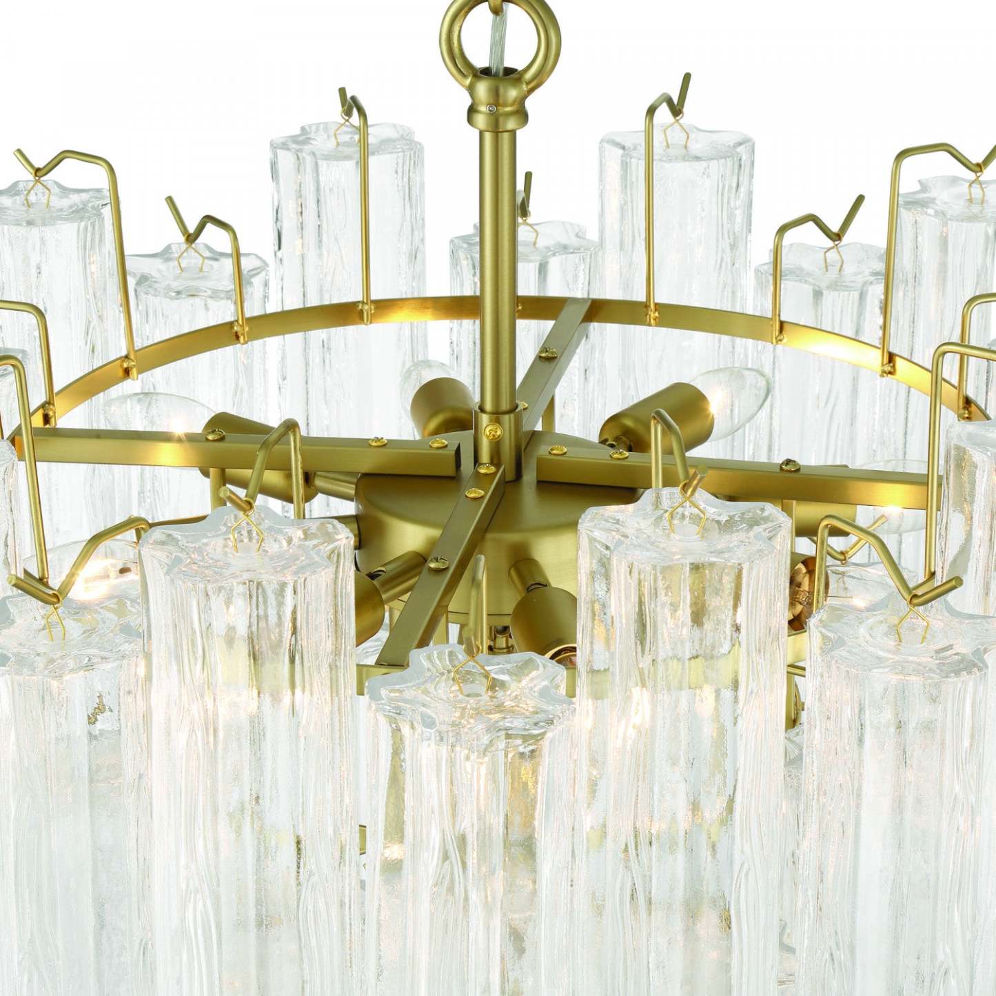 Lustre A 11 lampes Sophia, Laiton Et Verre De Style Tronchi