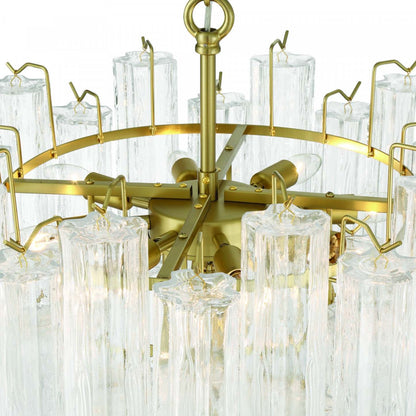 Lustre A 11 lampes Sophia, Laiton Et Verre De Style Tronchi
