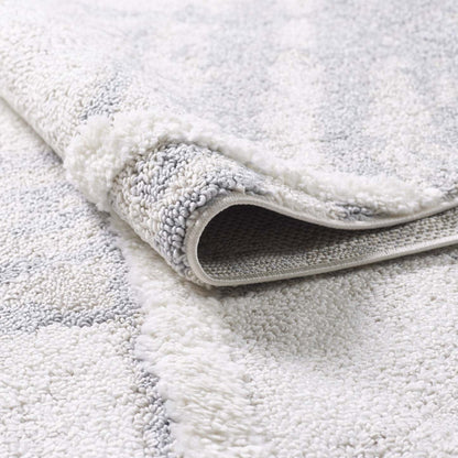 Lola Lattice Lines Cream Shag Area Rug - 6'7 x 9'6|Carpette à poil long Lola crème à motif de treillis et de lignes - 6 pi 7 po x 9 pi 6 po