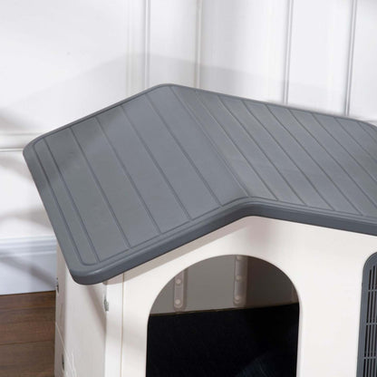 Pawhut Niche En Plastique Avec Aerations, Petite Niche Avec Ouverture De Porte, Sol Sureleve, Suppor