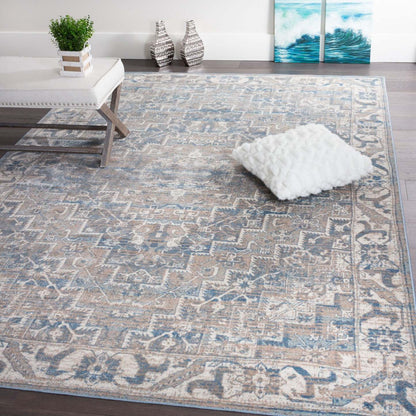 Shi Vin Diamond Blue 3x5 Area Rug|Carpette Shi bleu rétro à motifs de diamants 3 x 5|D80GP0S6