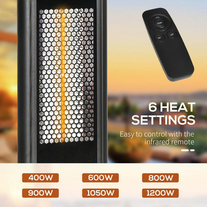 Outsunny Chauffe-terrasse Électrique Avec Éblouissement Ultra-faible Et 6 Réglages De Chaleur, 1200w Alliage D'Aluminium Frees|Outsunny Electric Patio Heater With Ultra-faible Eblouissement Et 6 Réglages De Chaleur, 1200w Aluminum Alloy