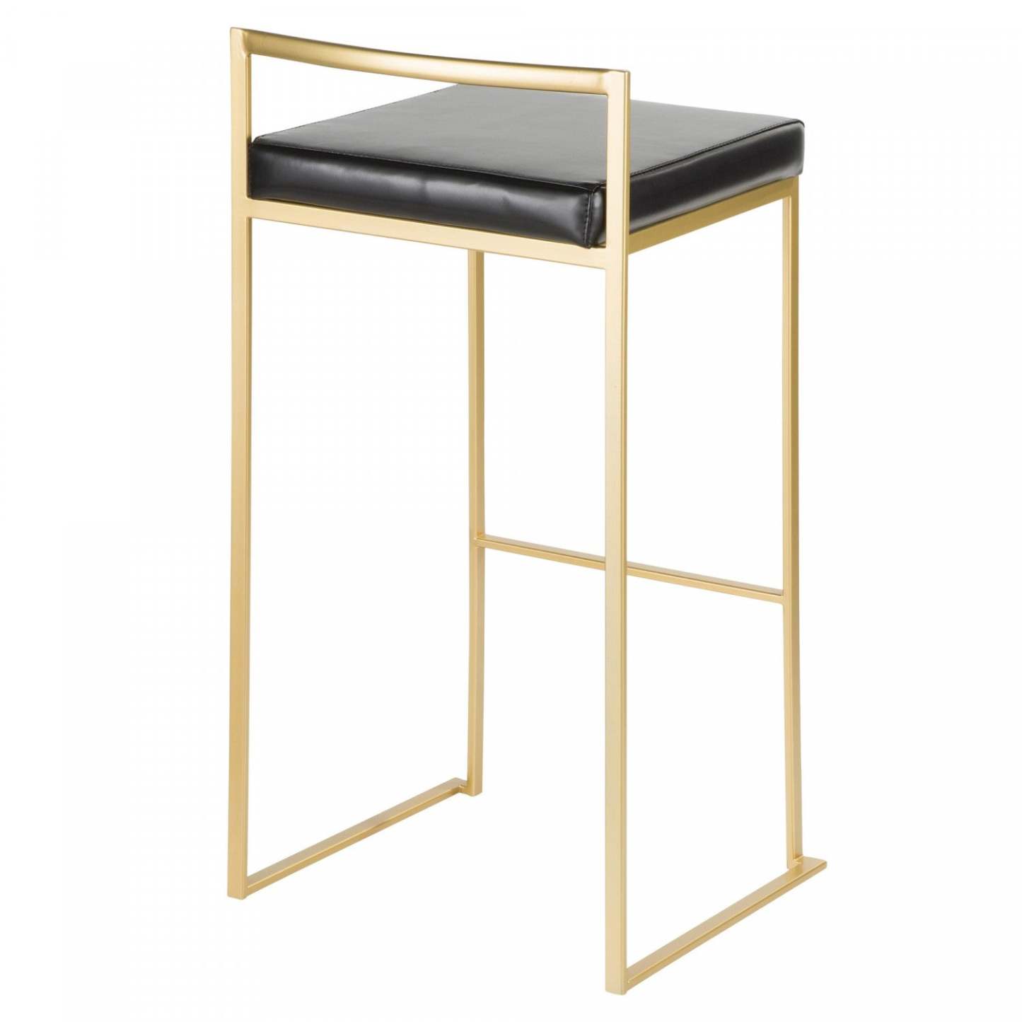 LumiSource Fuji Black Faux Leather Contemporary Barstool - Set of 2|Tabouret bar contemporain Fuji en similicuir noir - ensemble de 2