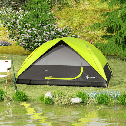 Outsunny Tente de camping pop-up 3-4 personnes, tente dôme imperméable