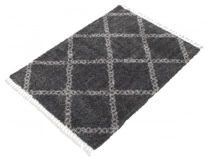 Helma Stark Dark Grey Shag 6'7 X 9'6 Area Rug|Carpette à poil long Helma Stark gris foncé 6 pi 7 po x 9 pi 6 po|D86F27DL