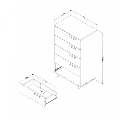 Meuble de rangement commode 5 tiroirs Cavalleri - Chêne Nordik|Commode verticale de rangement Cavalleri à 5 tiroirs - chêne nordique