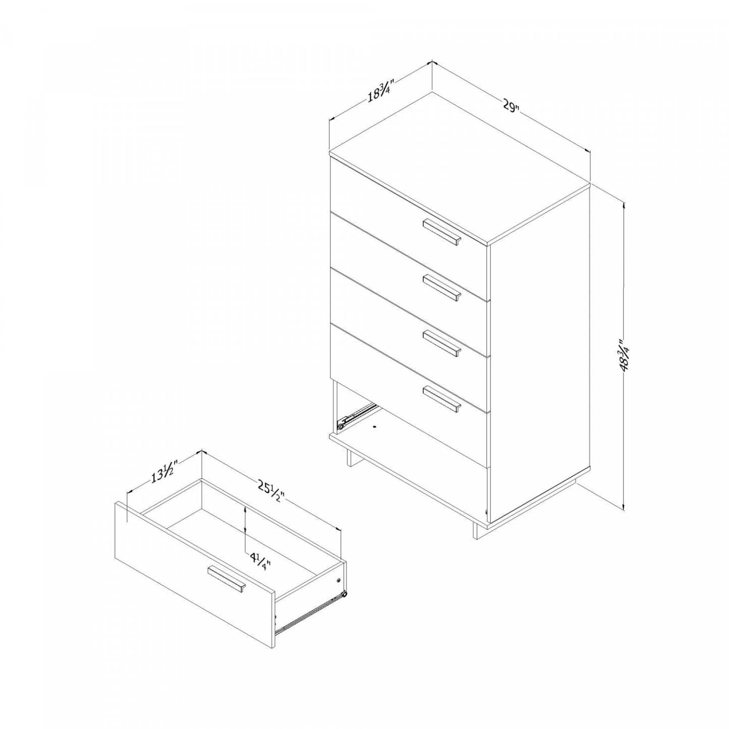 Meuble de rangement commode 5 tiroirs Cavalleri - Blanc pur|Commode verticale de rangement Cavalleri à 5 tiroirs - blanc pur