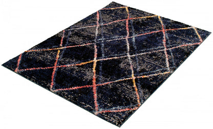 Tapis abstrait bleu marine Makondo - 6'7 x 9'6|Carpette Makondo abstrait bleu marin - 6 pi 7 pox 9 pi 6 po| D28IL4RE