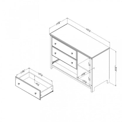 Cotton Candy 3-drawer Dresser With Storage Baskets - Soft Gray | Cotton Candy Commode 3 Tiroirs Avec Paniers De Rangement - Gris Clair