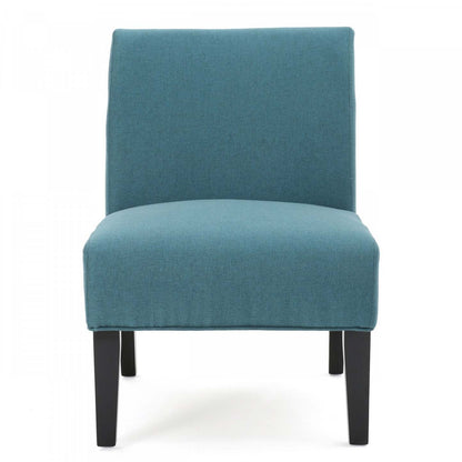 Fauteuil d'appoint Oliver en tissu d'apparence lin avec pattes en bois d'hévéa - Sarcelle | Fauteuil D'appoint Oliver En Tissu aspect lin Avec Pieds En Bois Caoutchouc - Bleu Sarcelle