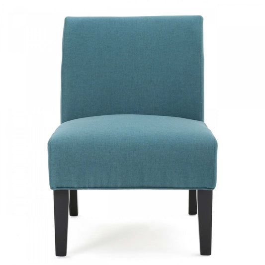 Fauteuil d'appoint Oliver en tissu d'apparence lin avec pattes en bois d'hévéa - Sarcelle | Fauteuil D'appoint Oliver En Tissu aspect lin Avec Pieds En Bois Caoutchouc - Bleu Sarcelle