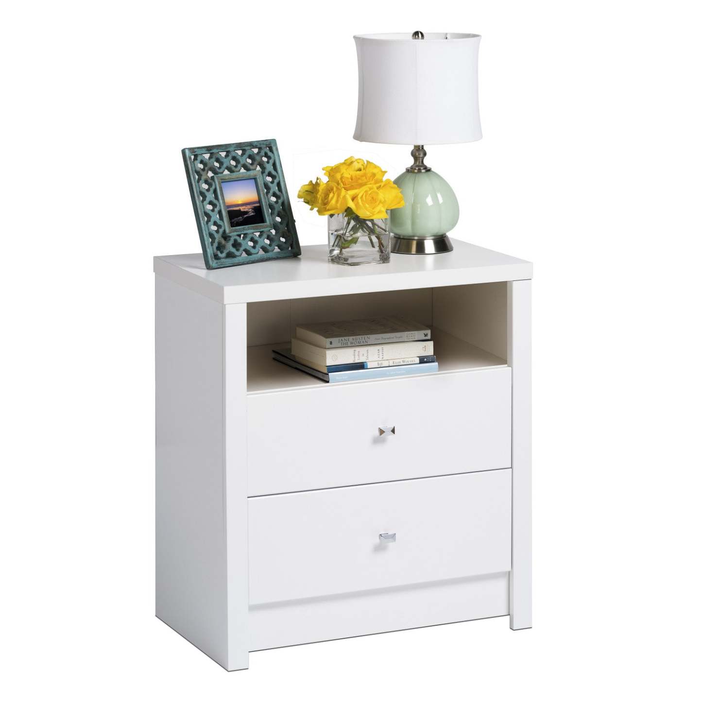 Calla Tall 2-Drawer Nightstand - Blanc|Table de nuit haute Calla à 2 tiroirs - blanche