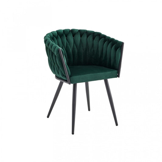 Fauteuil de salle à manger Hildy Accent, velours vert (ensemble de 2) | Chaise de salle à manger avec accoudoirs Hildy en velours vert (ensemble de 2)