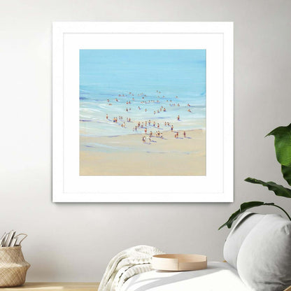 Beach Day I Matted and Framed White 36x36 Wall Art|Œuvre d’art murale encadrée blanche et mate « Beach Day I » 36 x 36