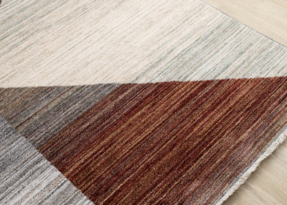 Tapis Olivia Distressed Géométrique Rouge Blanc Gris - 7'10 x 10'2|Carpette Olivia rouge, blanche et grise à motif géométrique vieilli - 7 pi 10 po x 10 pi 2 po