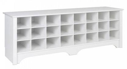 Twenty-Four Pair Shoe Storage Cubby Bench - White|Banc à compartiments de rangement pour 24 paires de chaussures - blanc