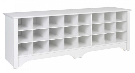 Twenty-Four Pair Shoe Storage Cubby Bench - White|Banc à compartiments de rangement pour 24 paires de chaussures - blanc