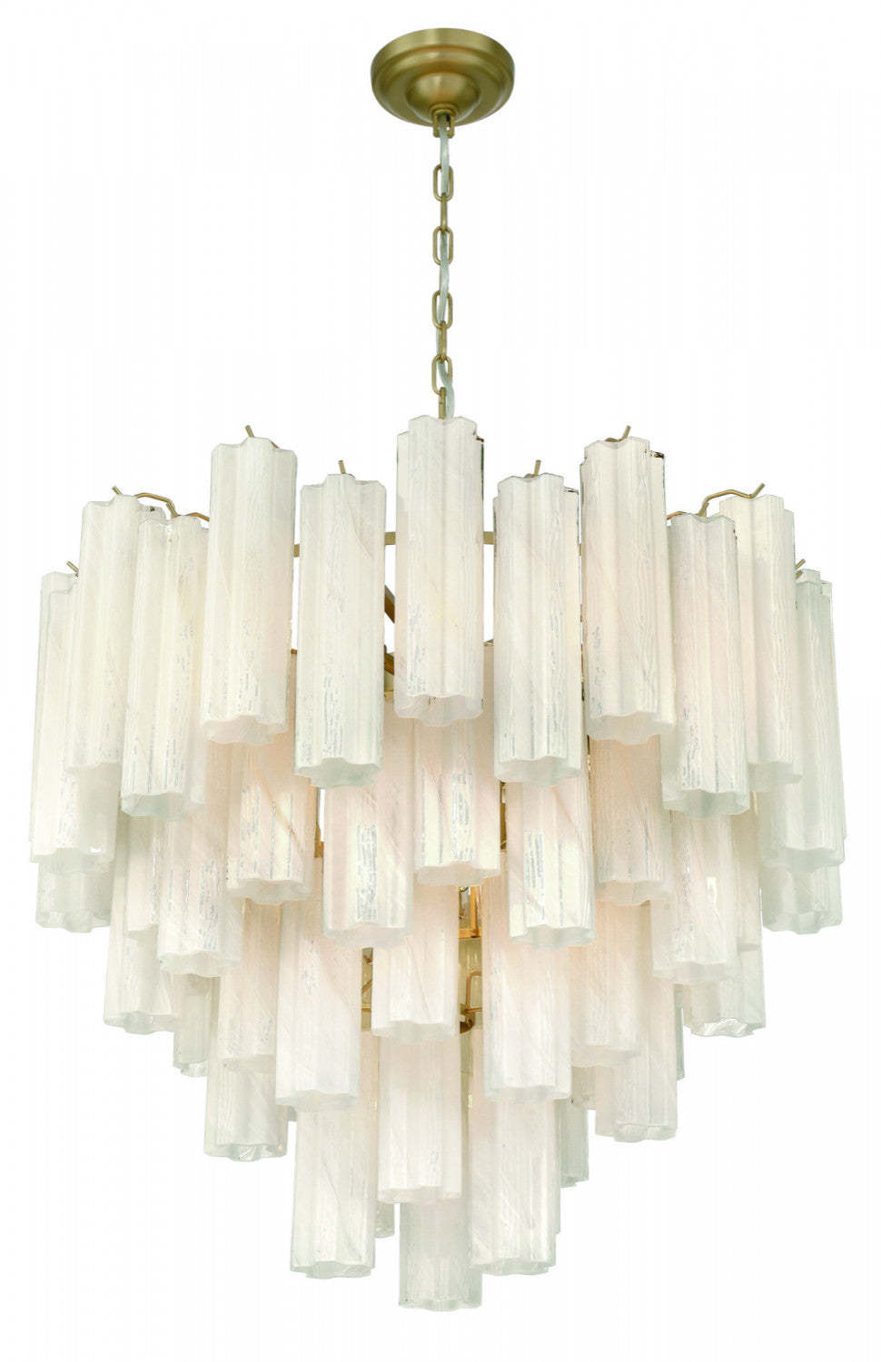 Sophia 16 Lustre, Laiton Avec Abat-jour En Verre Blanc Vaporeux De Style Tronchi | Lustre Sophia A 16 lampes, Laiton Et Verre Blanc Vaporeux De Style Tronchi