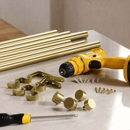 Umbra Tringle à rideau extensible double 1 Cappa en laiton - 66-120 | Tringle à rideaux extensible double Cappa de Umbra laiton de 1 po - 66 po à 120 po