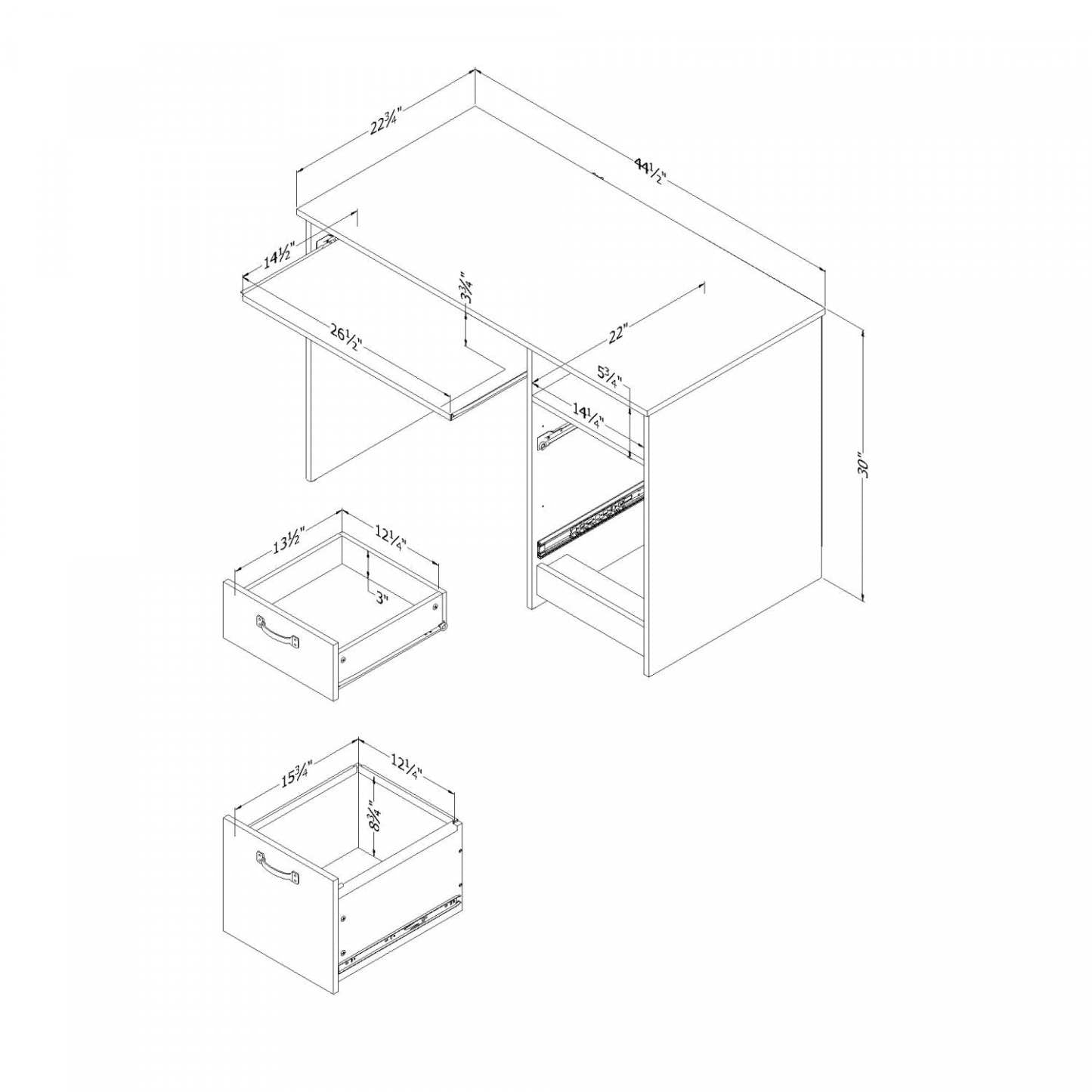 Bureau Tassio avec plateau pour clavier - Chêne Nordik | Bureau Tassio avec plateau pour clavier - chêne nordique | D83G87LC